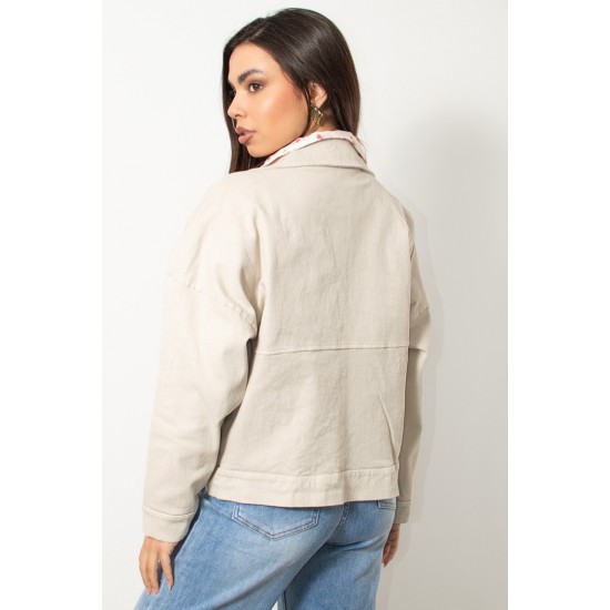 Γυναικείο Τζιν Μπουφάν σε Μπεζ Χρώμα Exxes