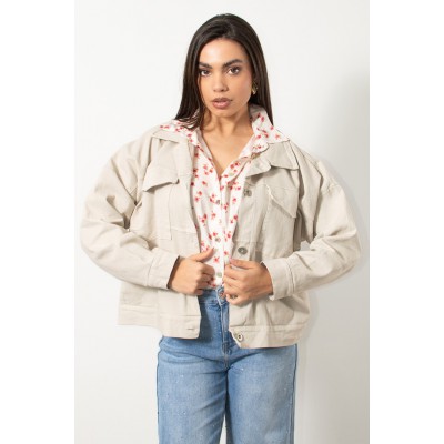 Γυναικείο Τζιν Μπουφάν σε Μπεζ Χρώμα Exxes