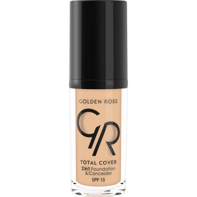 Golden Rose Total Cover 2in1 Foundation & Concealer Spf15 02 Ivory 30ml