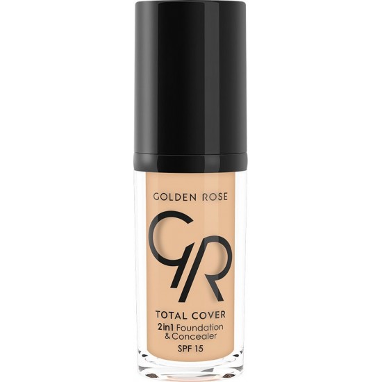 Golden Rose Total Cover 2in1 Foundation & Concealer Spf15 02 Ivory 30ml