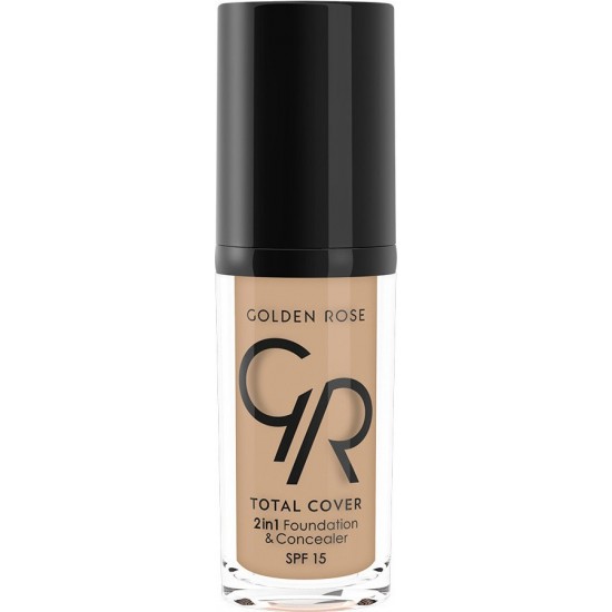 Golden Rose Total cover 2in1 Foundation & Concealer Spf15 03 Almond (30ml)