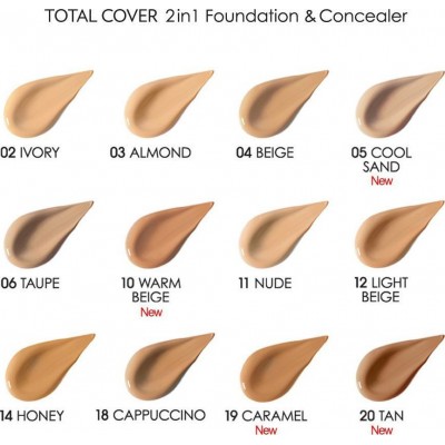 Golden Rose Total cover 2in1 Foundation & Concealer Spf15 03 Almond (30ml)