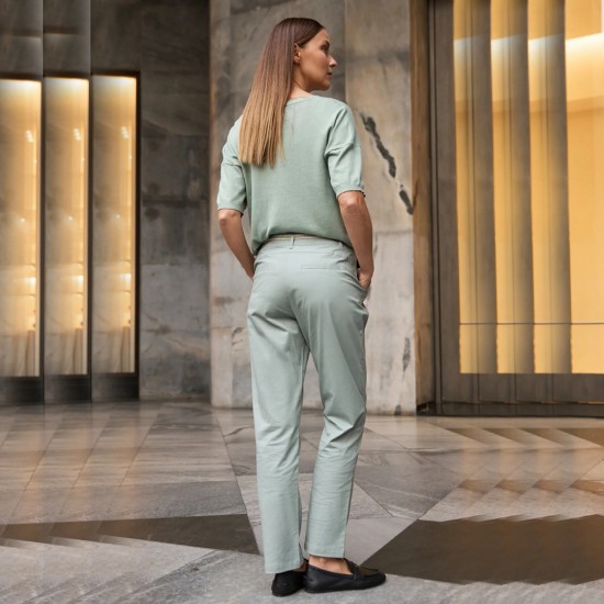 Γυναικείο  Παντελόνι σε Χρώμα Φυστικί Moodo