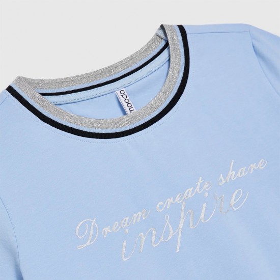 Γυναικεία Μπλούζα σε Χρώμα Γαλάζιο Moodo