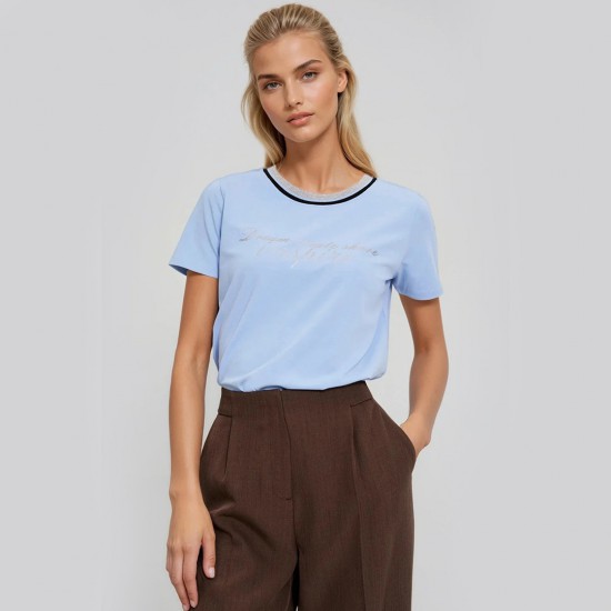 Γυναικεία Μπλούζα σε Χρώμα Γαλάζιο Moodo