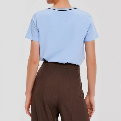 Γυναικεία Μπλούζα σε Χρώμα Γαλάζιο Moodo