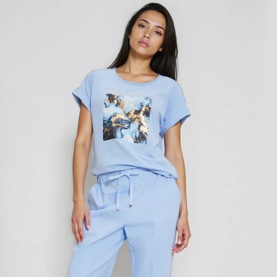 Γυναικεία Μπλούζα σε Χρώμα Γαλάζιο Moodo