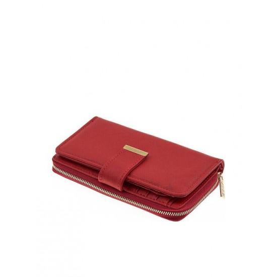 Γυναικείο Δερμάτινο Πορτοφόλι Verde σε Κόκκινο Χρώμα 18-1402