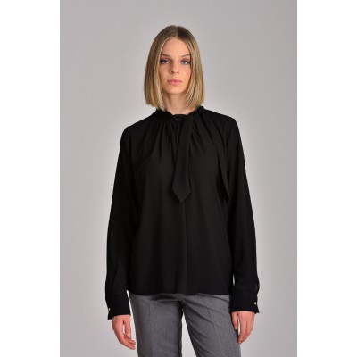 Γυναικείο Πουκάμισο Ζορζέτα με Δέσιμο σε Χρώμα Μαύρο Paranoia