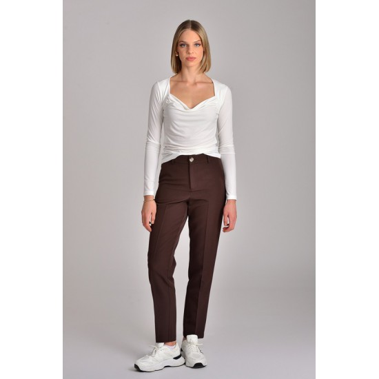 Γυναικείο Παντελόνι σε Χρώμα Καφέ Paranoia