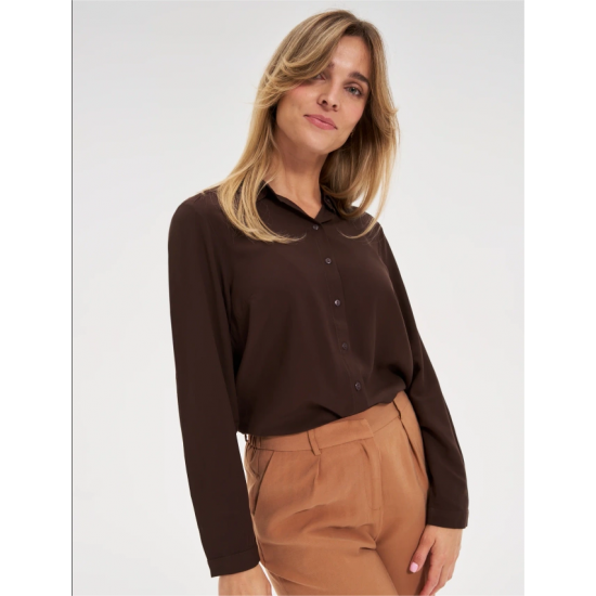 Γυναικείο Πουκάμισο σε Χρώμα Καφέ Moodo