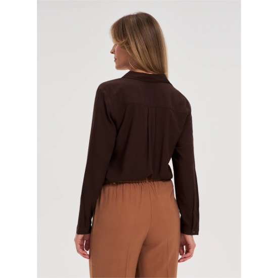 Γυναικείο Πουκάμισο σε Χρώμα Καφέ Moodo